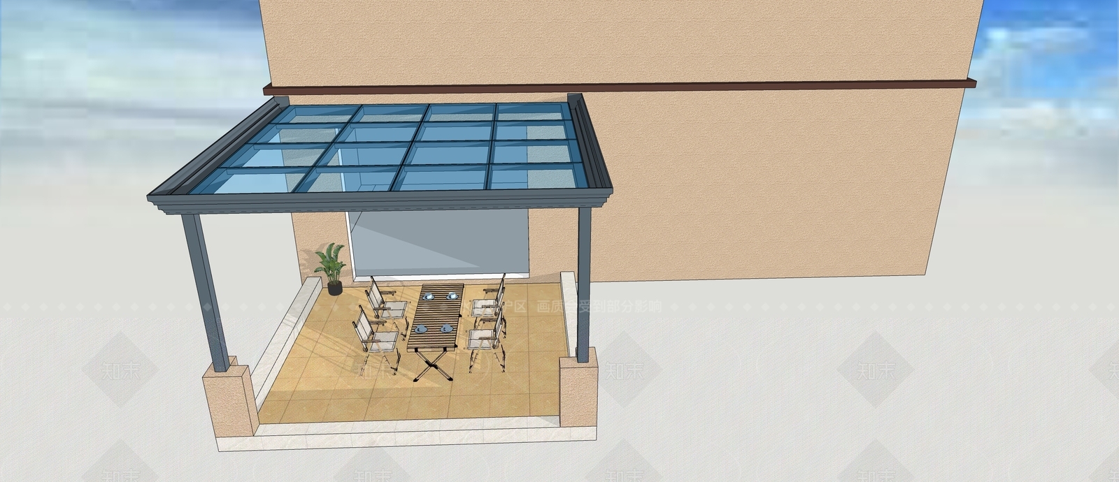 现代雨棚SU模型下载【ID:1207572841】