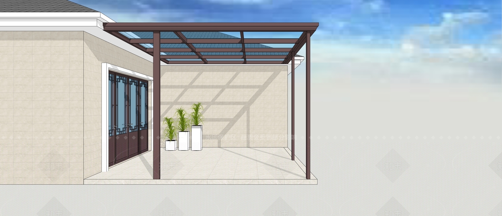 现代雨棚SU模型下载【ID:1207574762】