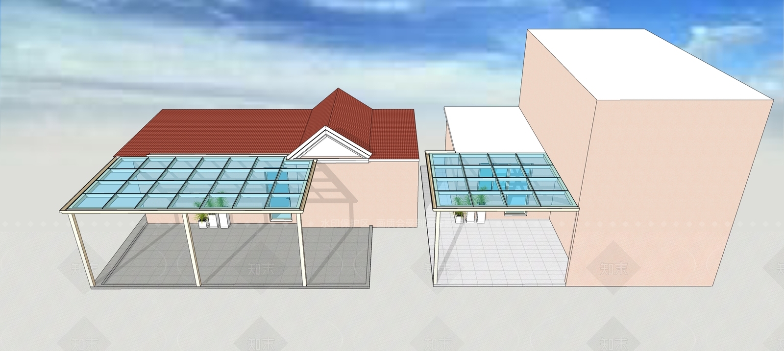 现代雨棚SU模型下载【ID:1207575079】