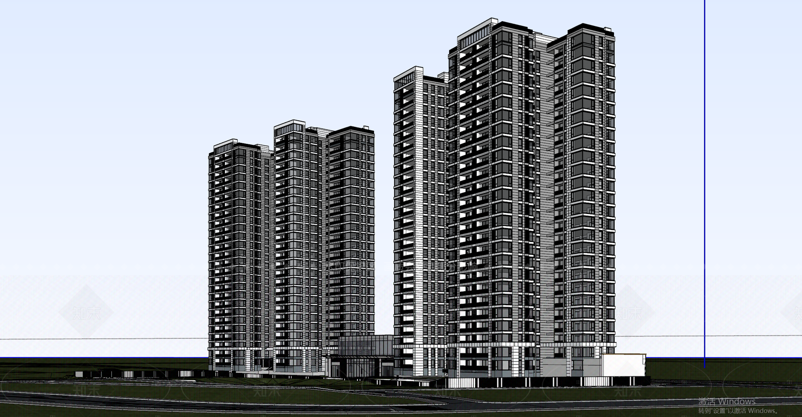 现代高层住宅SU模型下载【ID:1207672382】