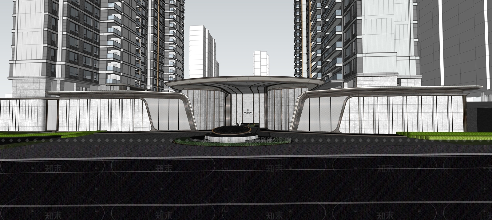 现代小区建筑SU模型下载【ID:1207651226】