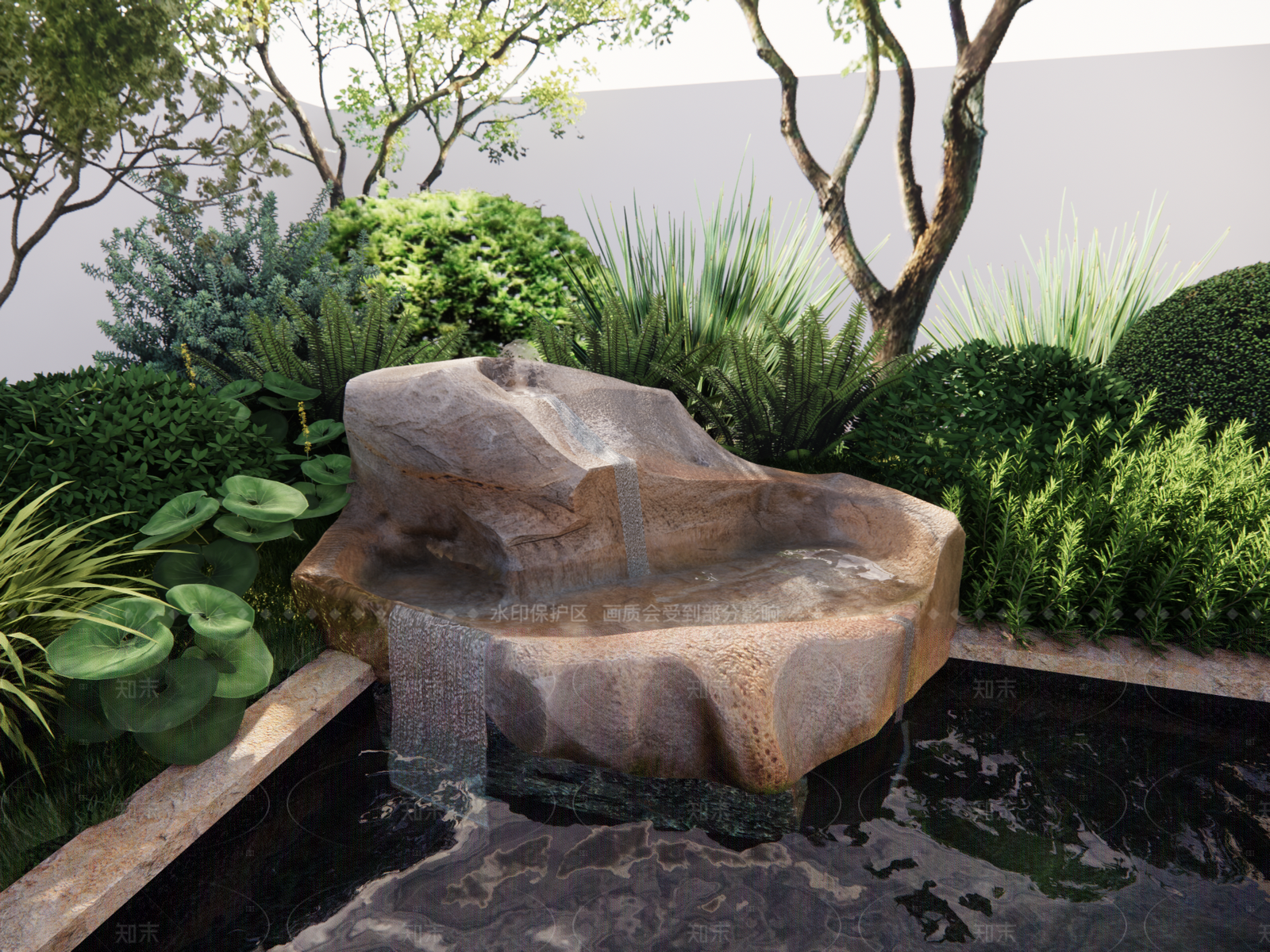 现代新中式景观石SU模型下载【ID:1207576481】