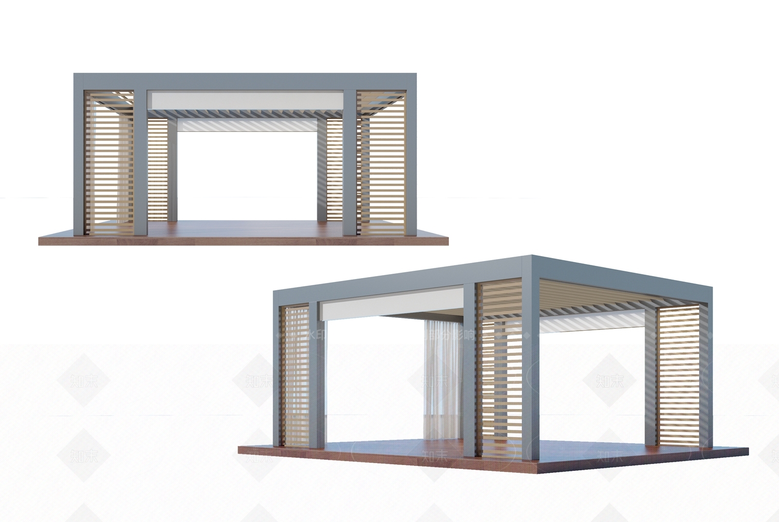 现代廊架空间SU模型下载【ID:1207580335】
