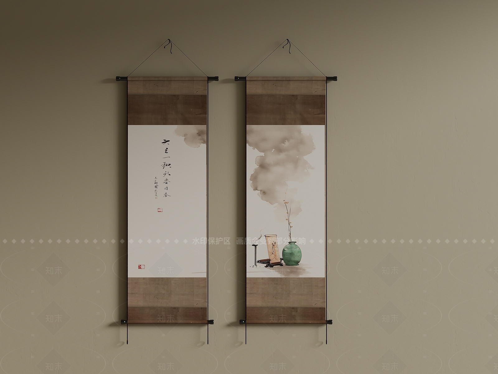 新中式禅意挂画3D模型下载【ID:1207584174】