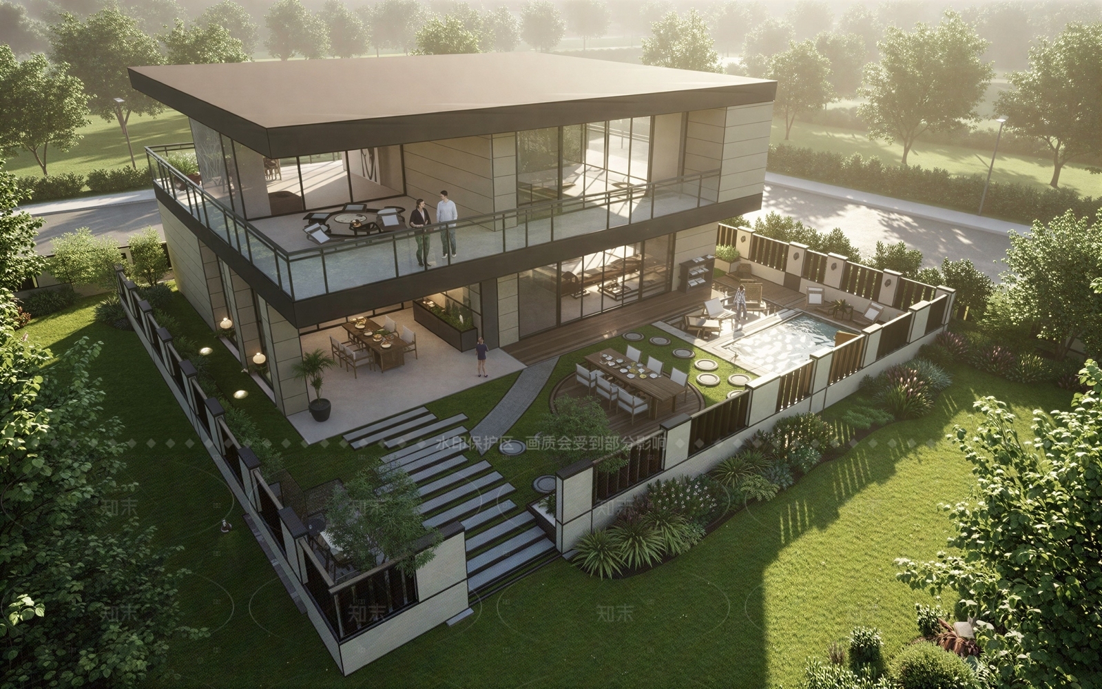 现代极简别墅SU模型下载【ID:1207584383】