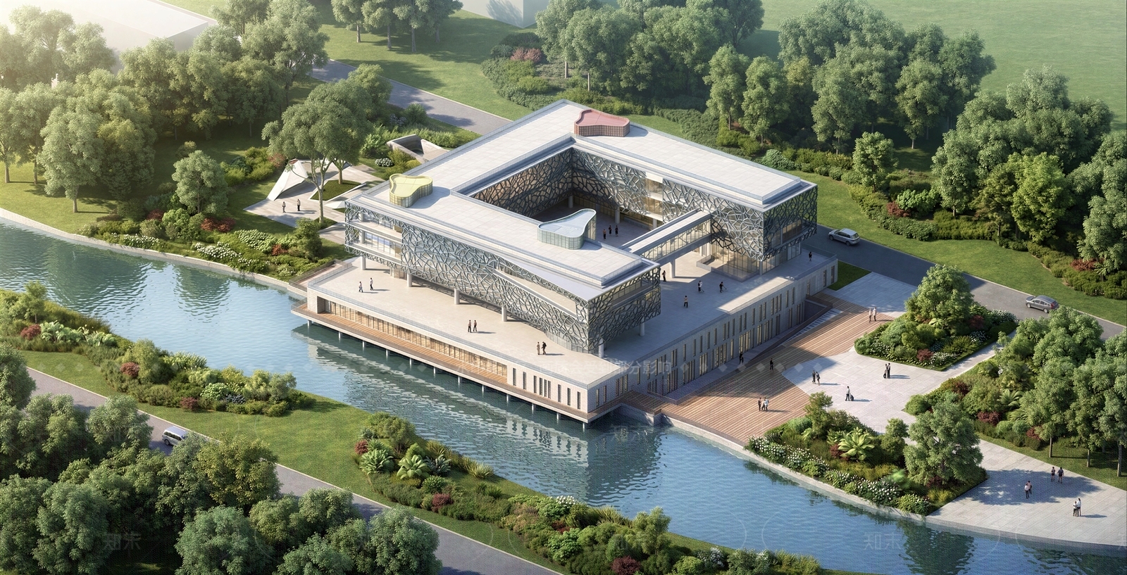 现代展览馆建筑SU模型下载【ID:1207584375】