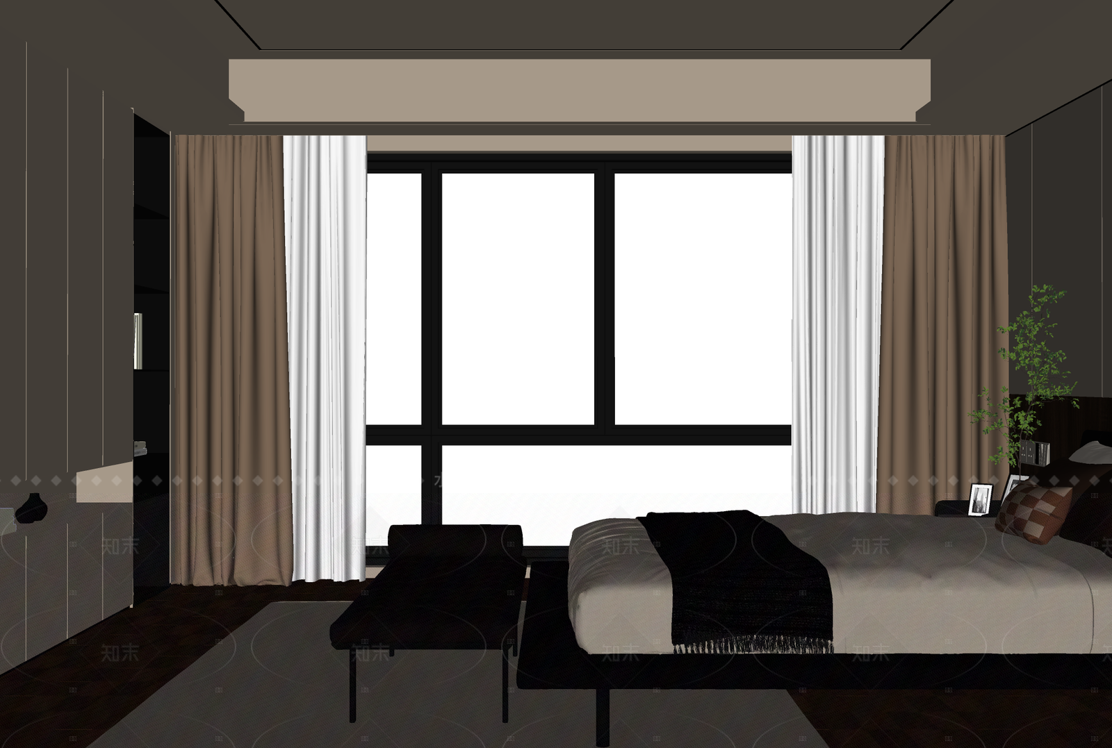 现代轻奢家居卧室SU模型下载【ID:1207584465】