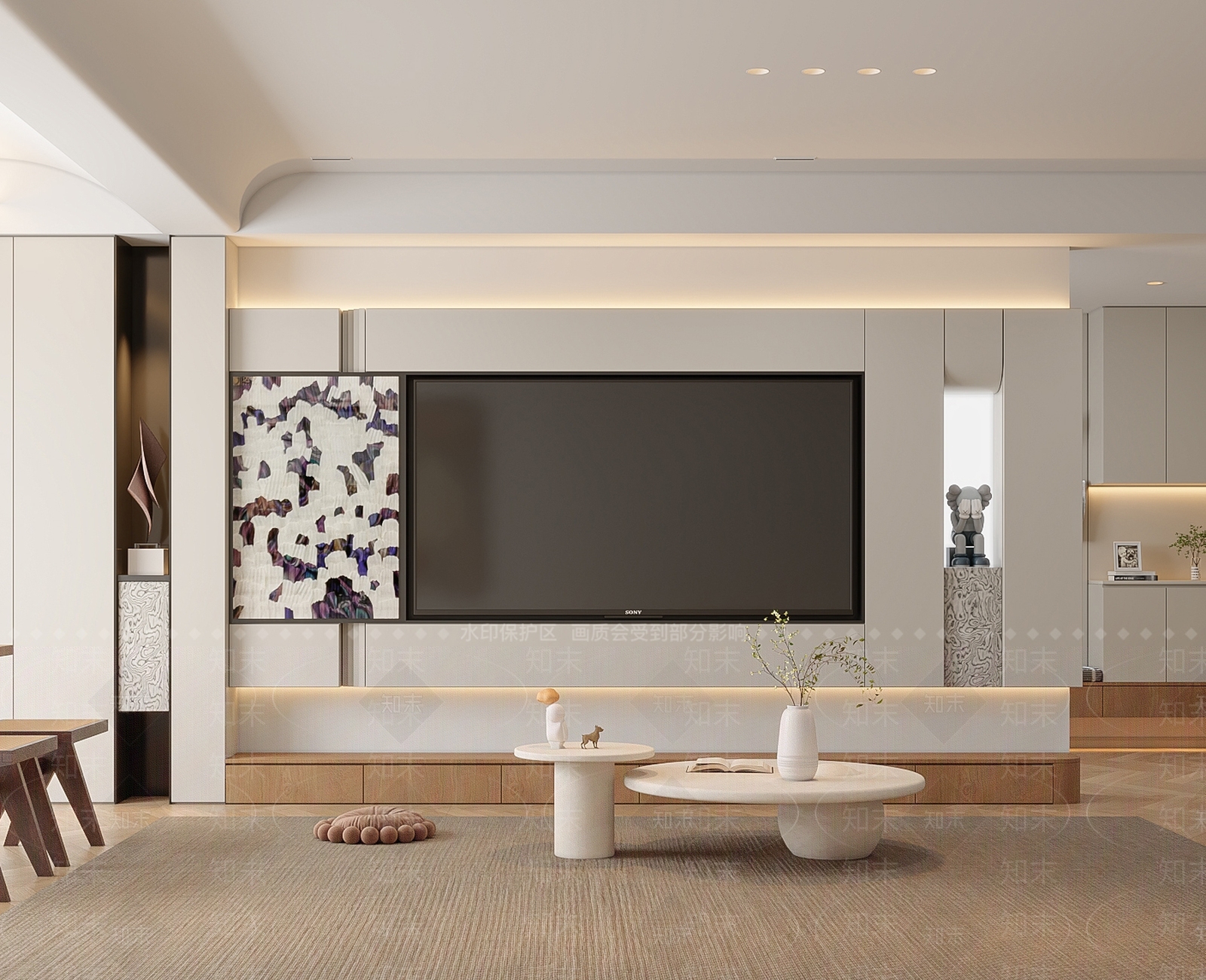 嵌入式储物柜家居客厅3D模型下载【ID:1227320242】