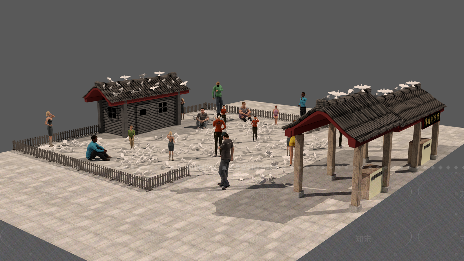 现代格栅围挡3D模型下载【ID:1207593741】