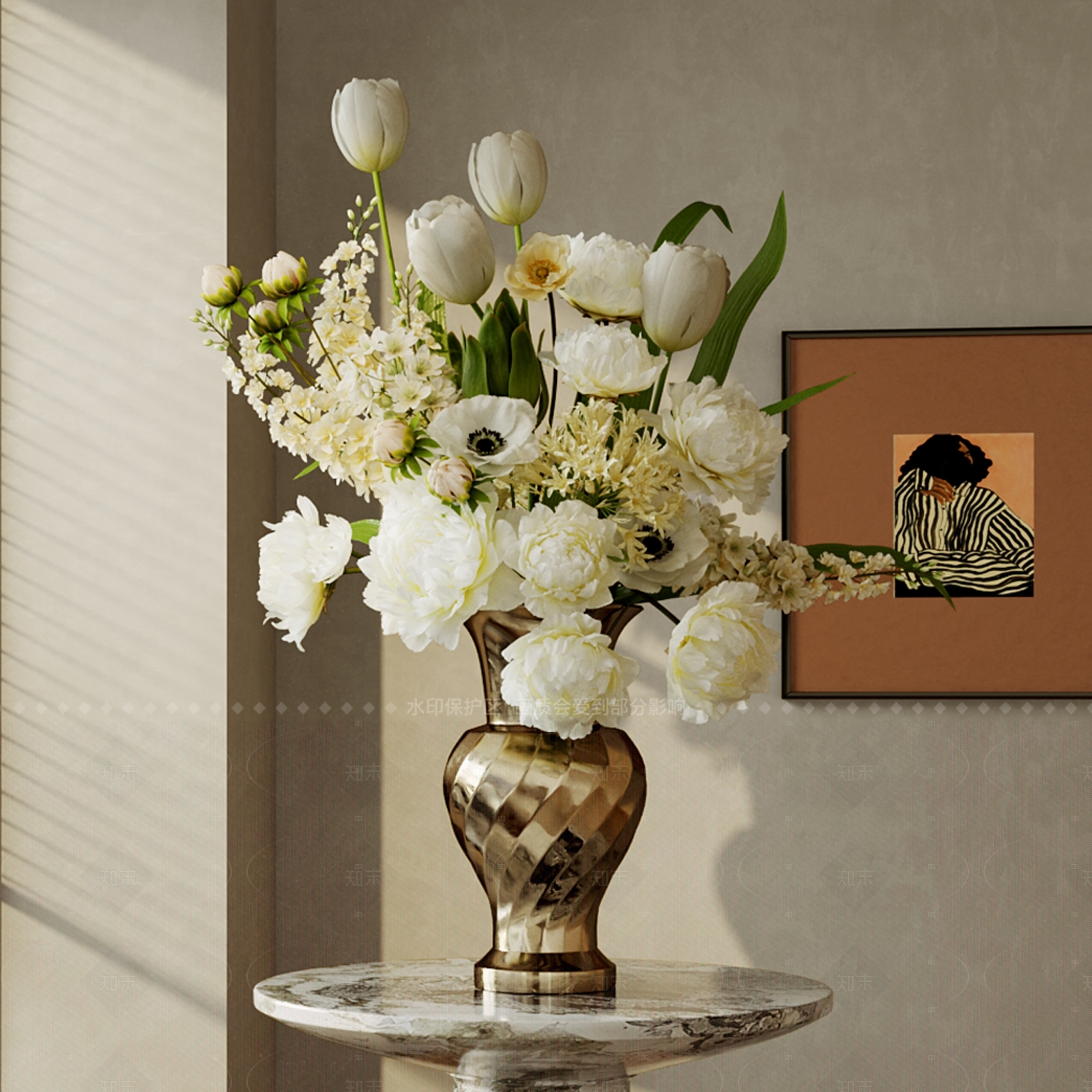 法式中古花艺3D模型下载【ID:1207599007】
