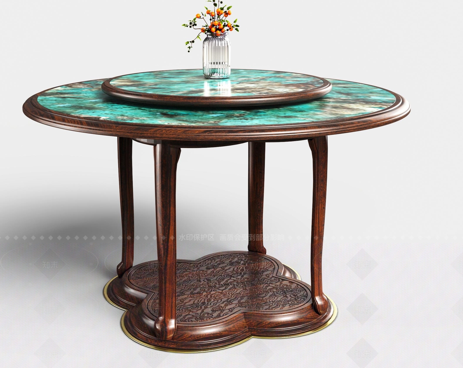 新中式中式餐桌3D模型下载【ID:1207599452】