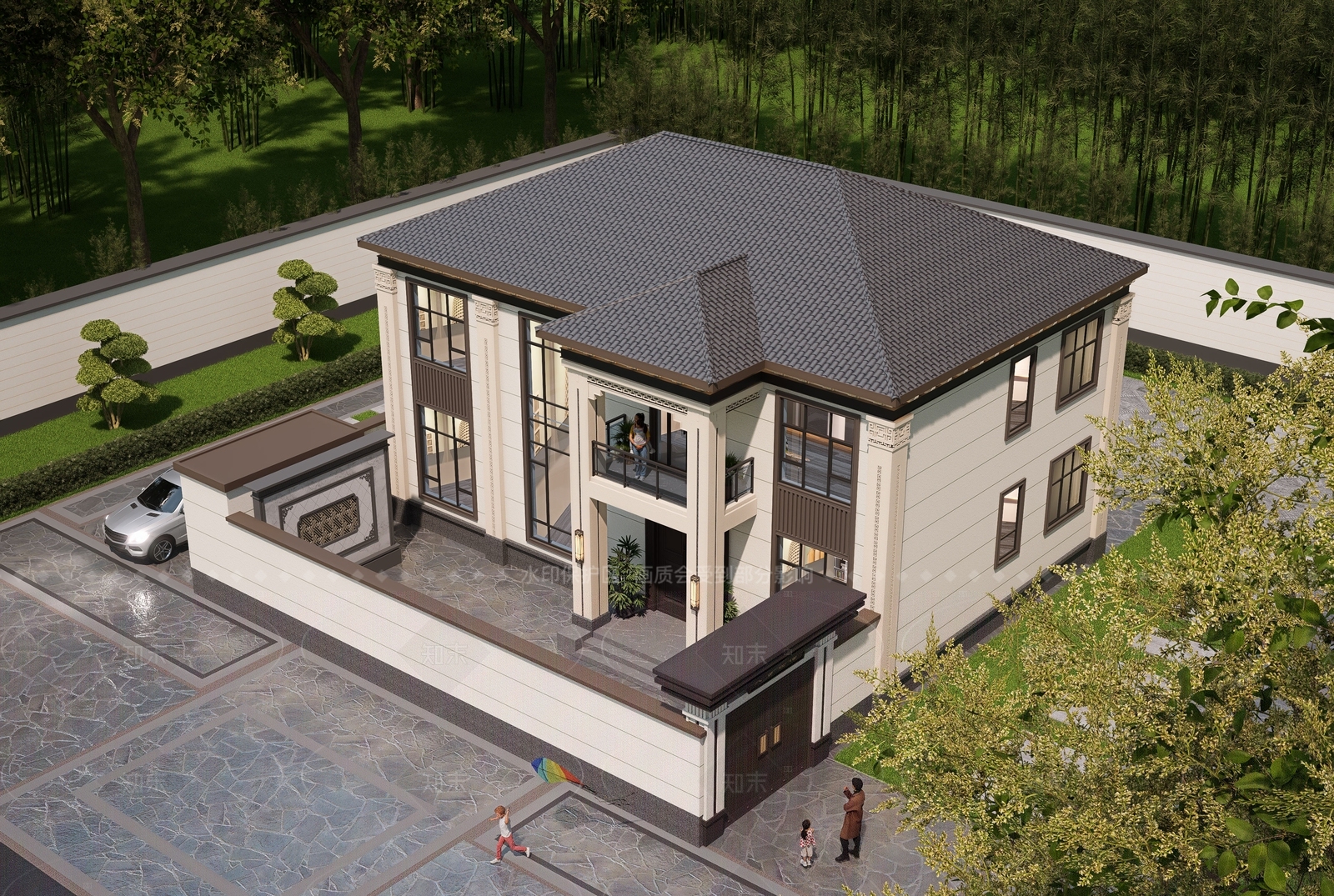 新中式中式乡村民房SU模型下载【ID:1207604009】