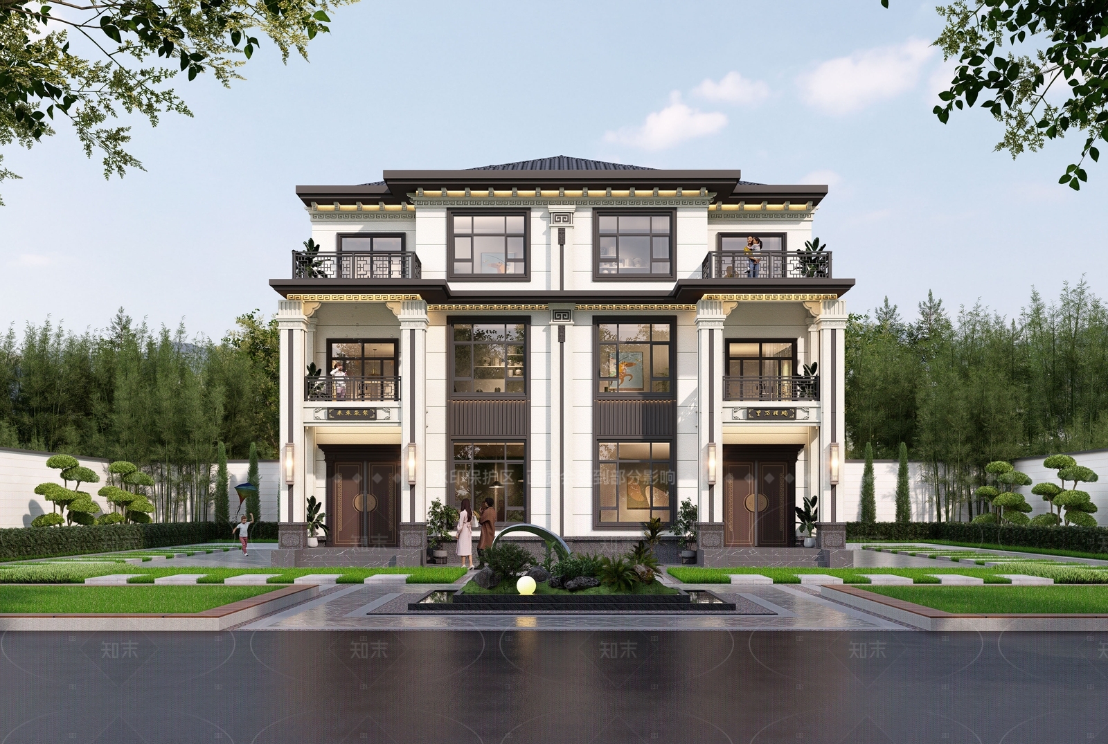 新中式中式乡村民房SU模型下载【ID:1207604383】