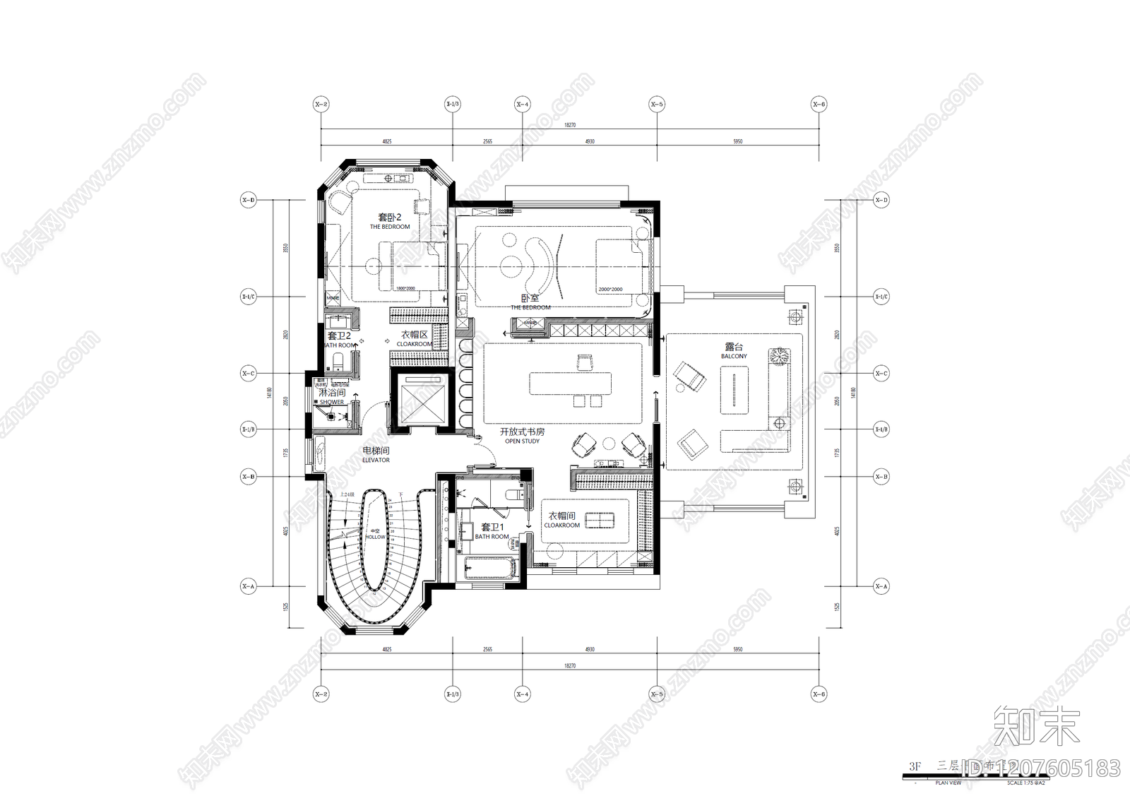 别墅cad施工图下载【ID:1207605183】