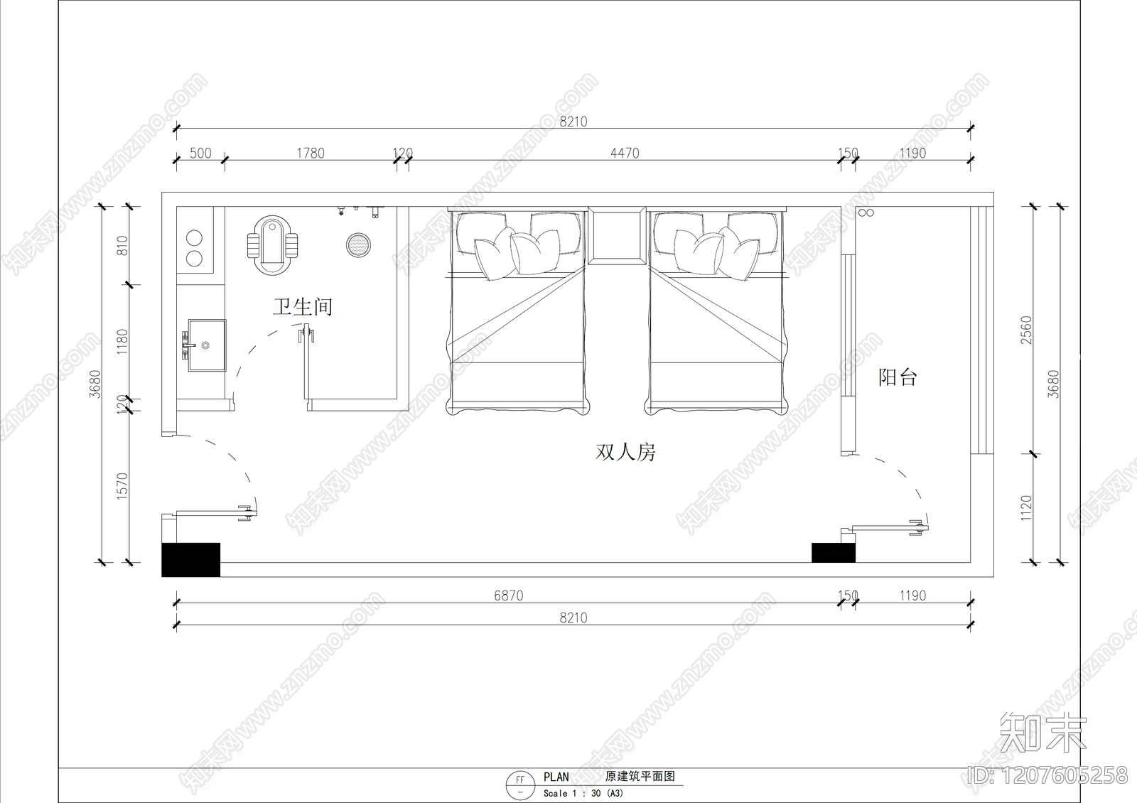 公寓cad施工图下载【ID:1207605258】