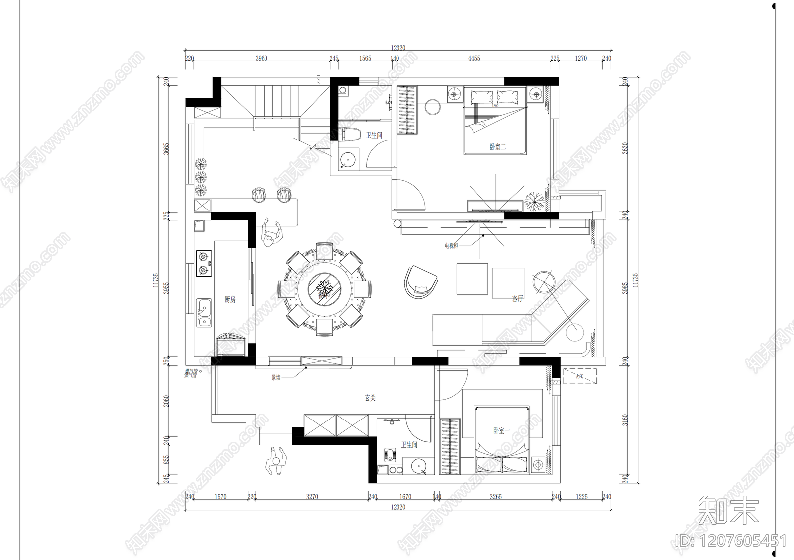 别墅cad施工图下载【ID:1207605451】