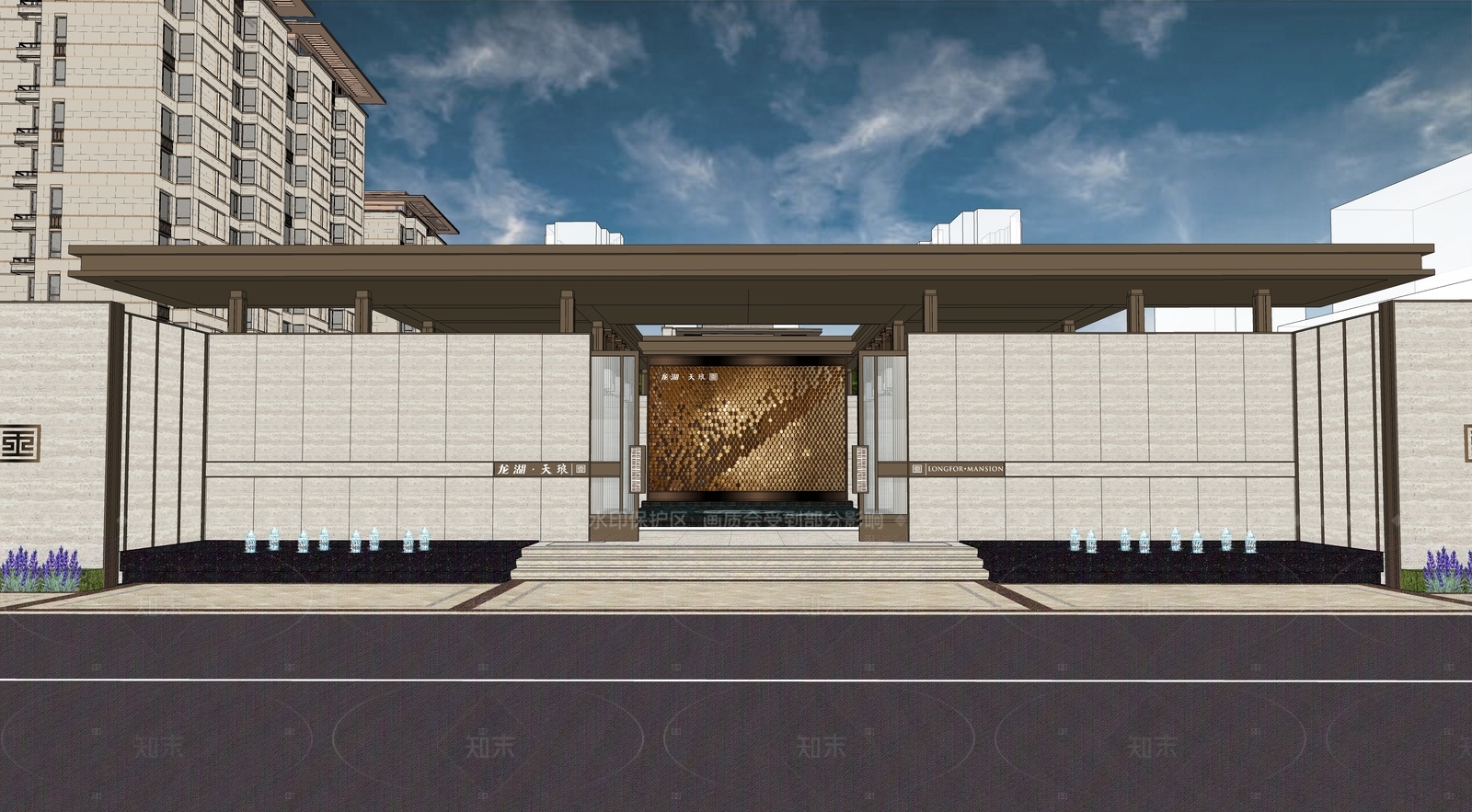 新中式极简小区景观SU模型下载【ID:1207607182】