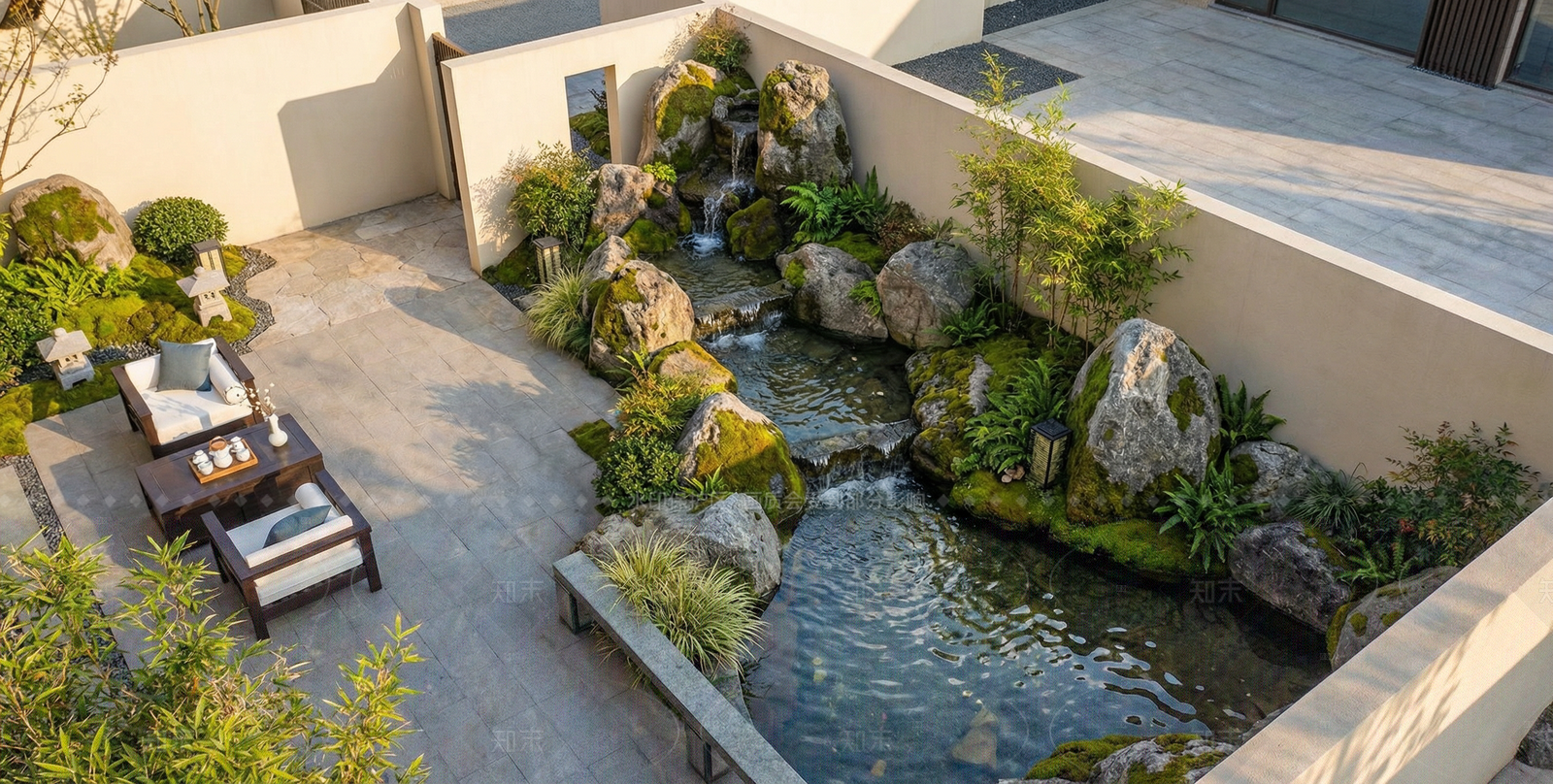 新中式日式别墅庭院SU模型下载【ID:1207608049】