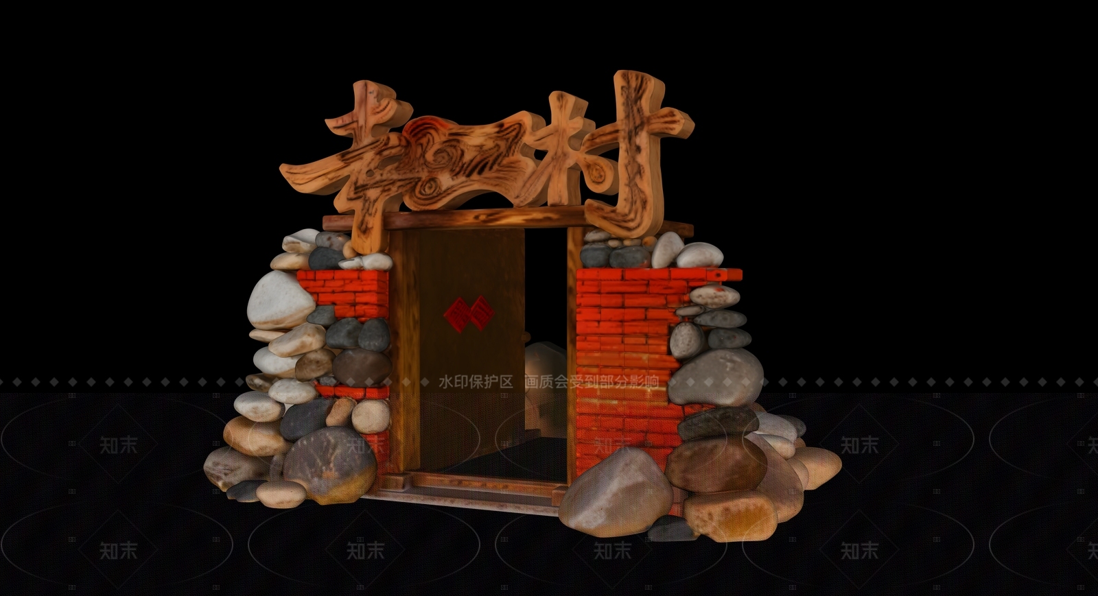 现代新中式景墙SU模型下载【ID:1207609009】