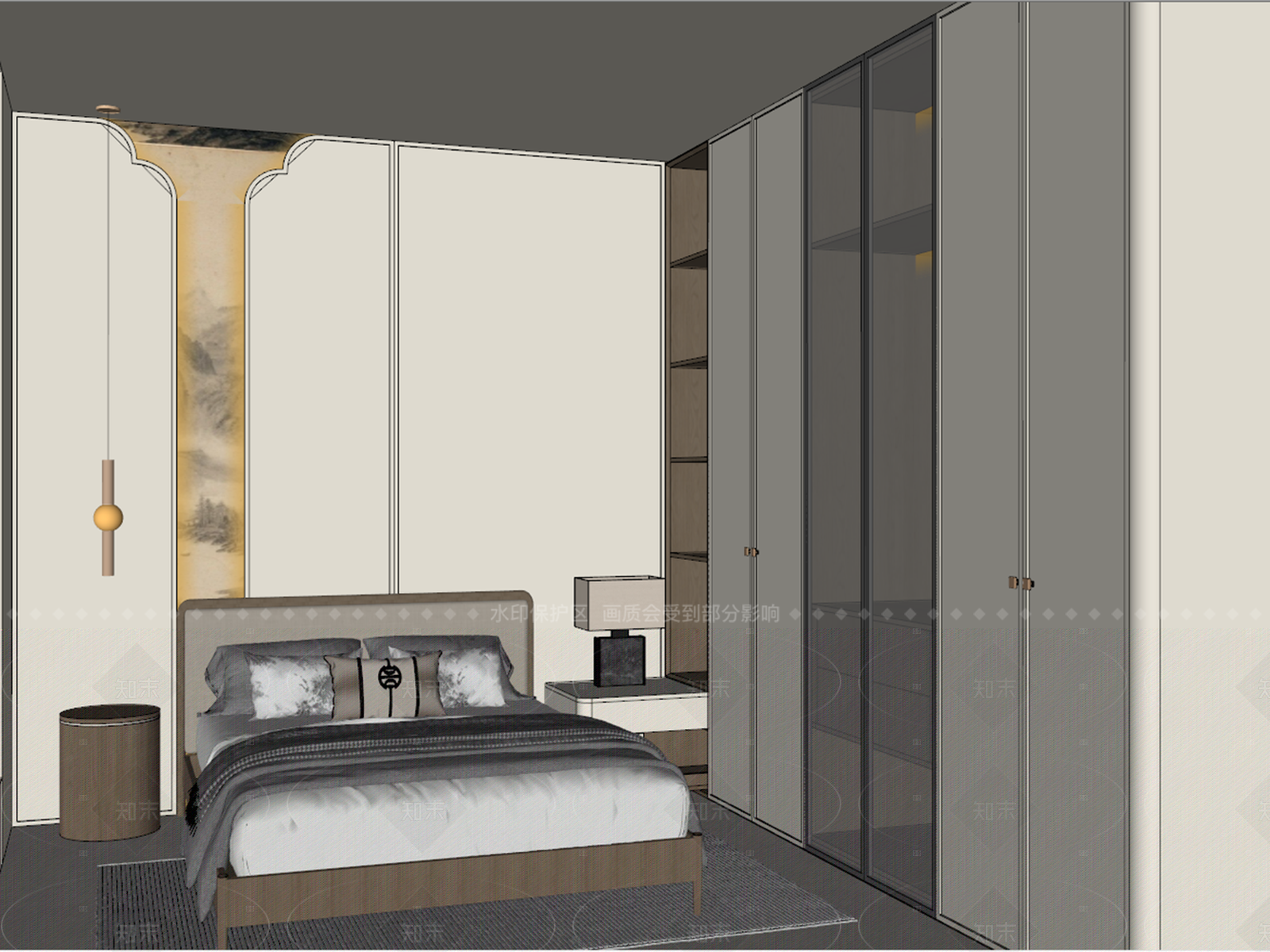 中式中古家居卧室SU模型下载【ID:1207609856】