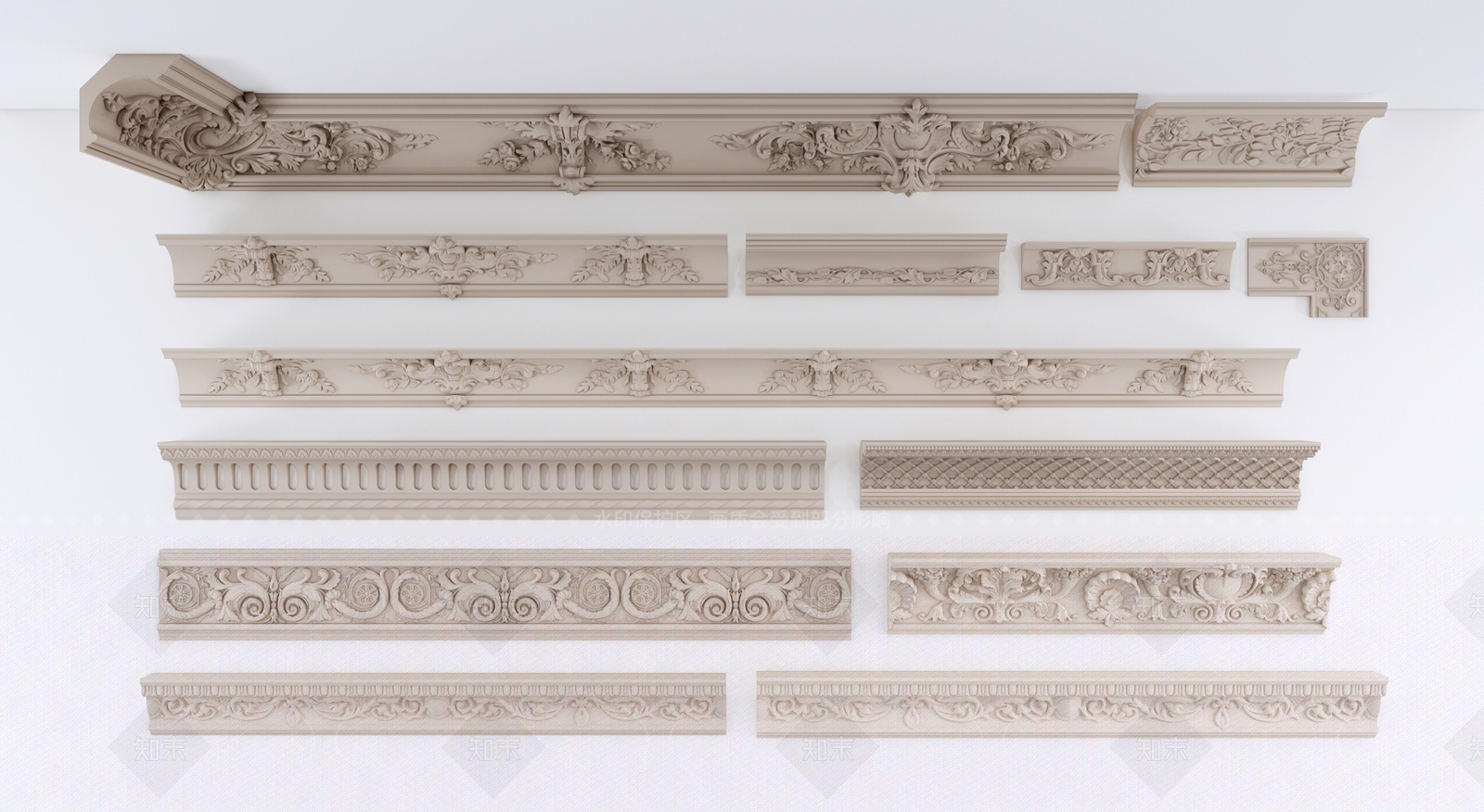 欧式石膏线SU模型下载【ID:1207626679】