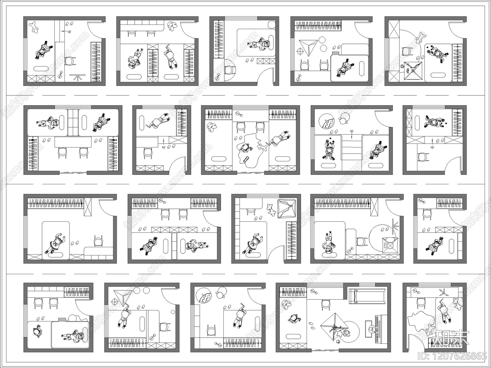 现代儿童房施工图下载【ID:1207626865】