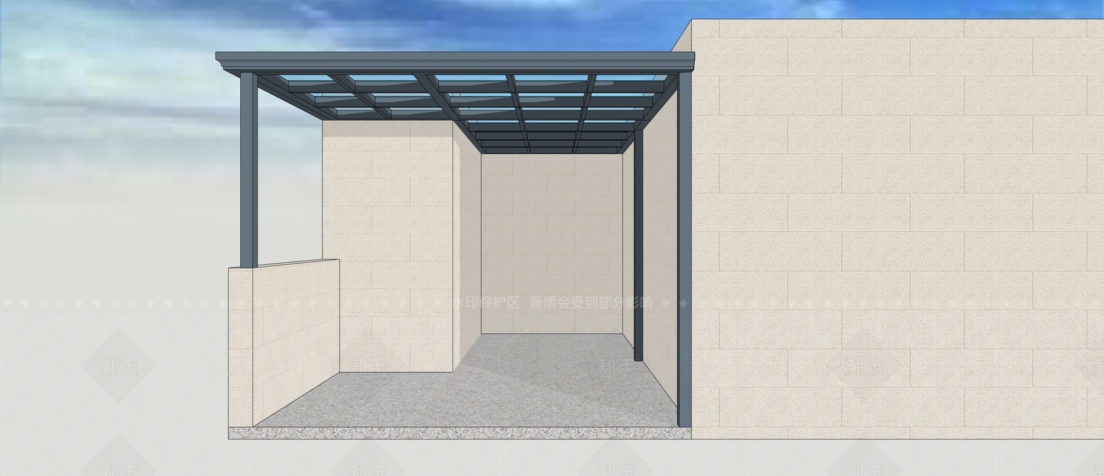 现代雨棚SU模型下载【ID:1207627835】