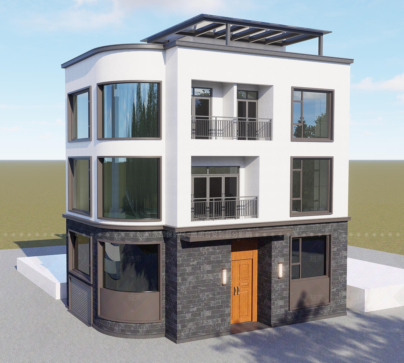 新中式乡村民房SU模型下载【ID:1207631376】