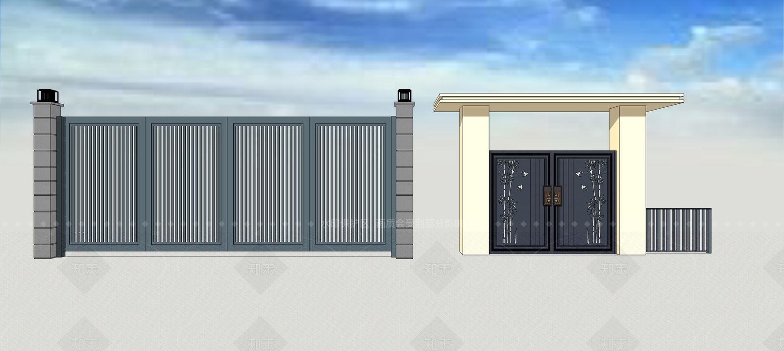 现代庭院门SU模型下载【ID:1207632815】