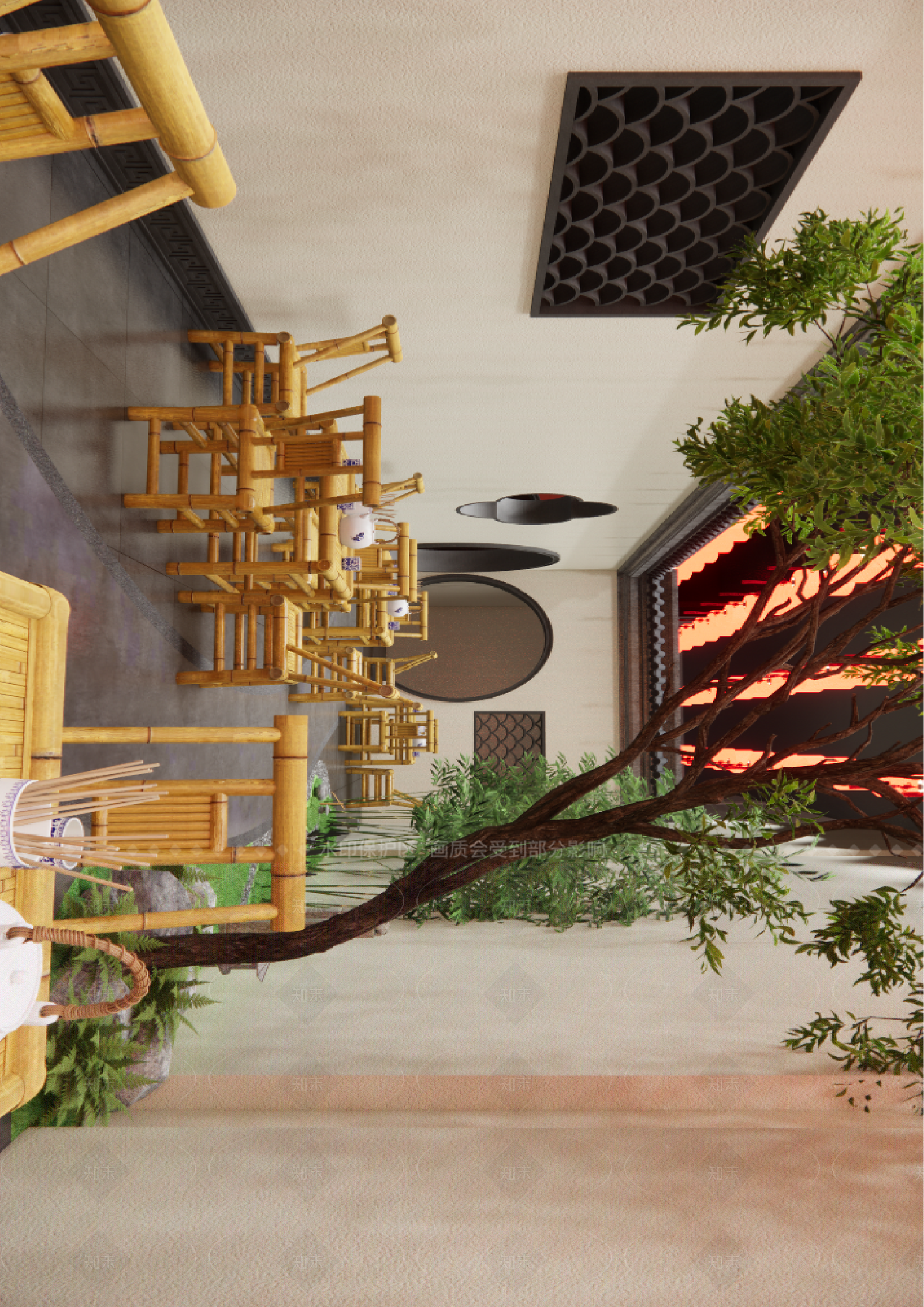新中式现代中餐厅SU模型下载【ID:1207651640】