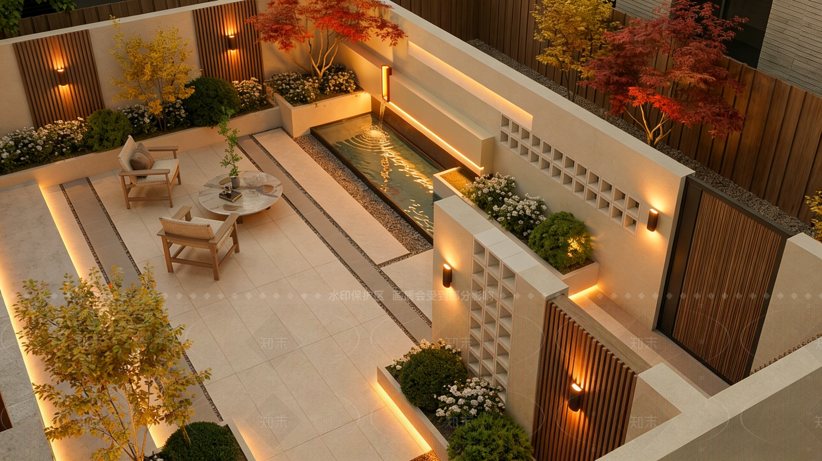 现代奶油别墅庭院SU模型下载【ID:1207635067】