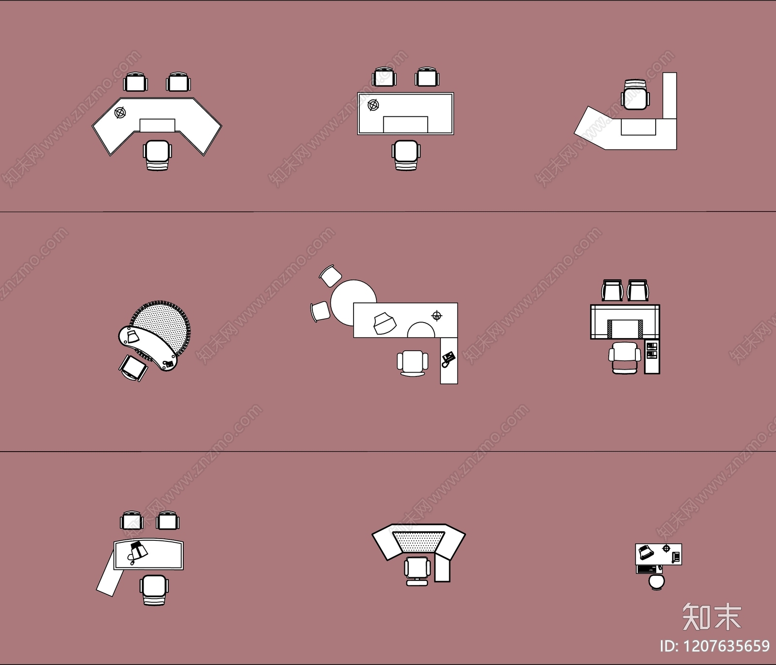 现代简约桌椅施工图下载【ID:1207635659】