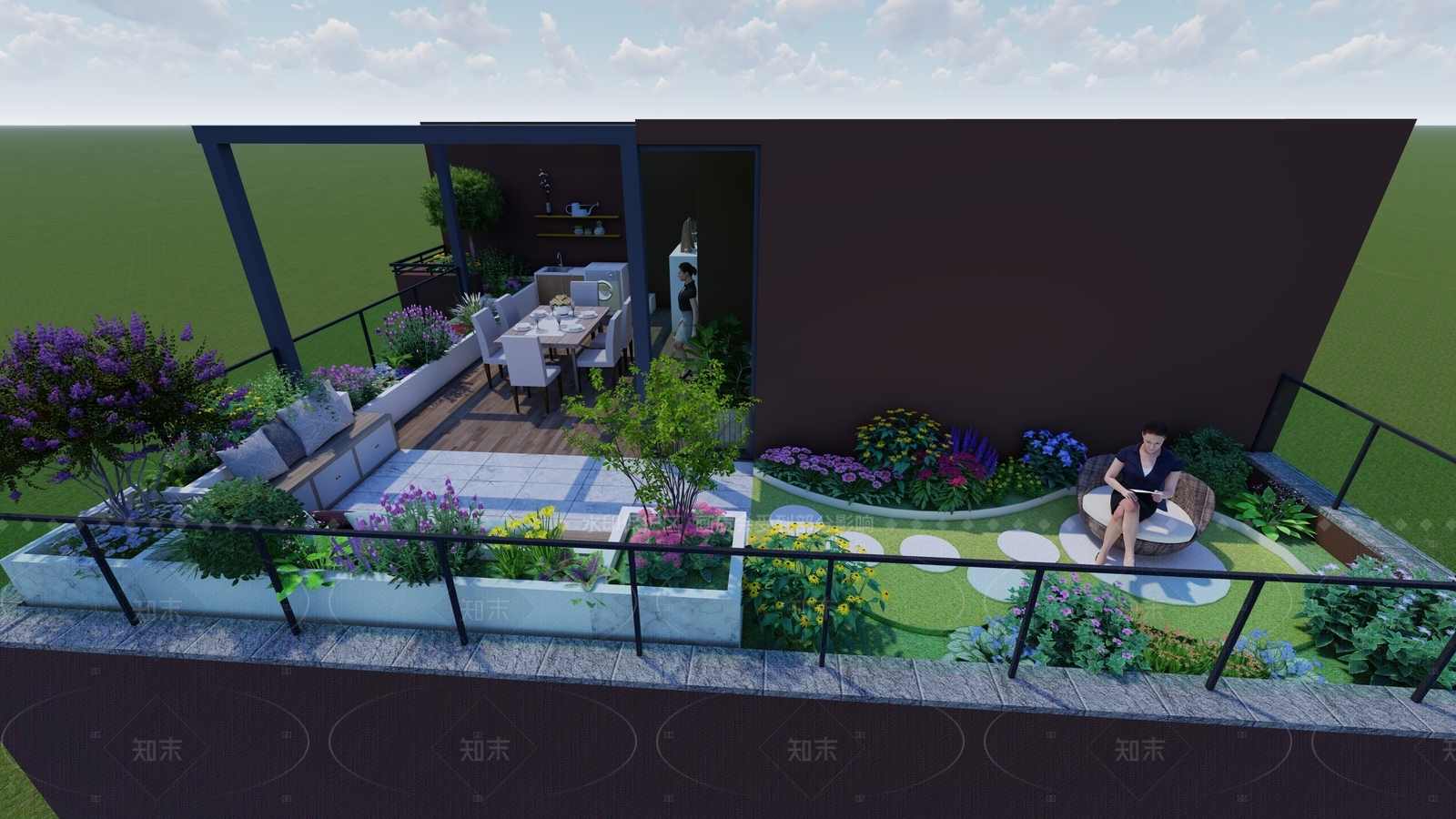 现代屋顶花园SU模型下载【ID:1207636925】
