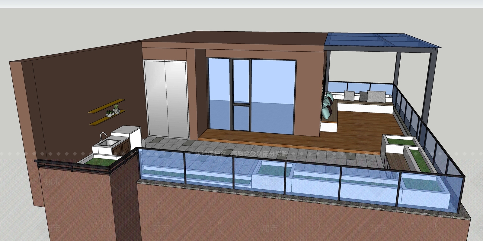 现代屋顶花园SU模型下载【ID:1207637197】