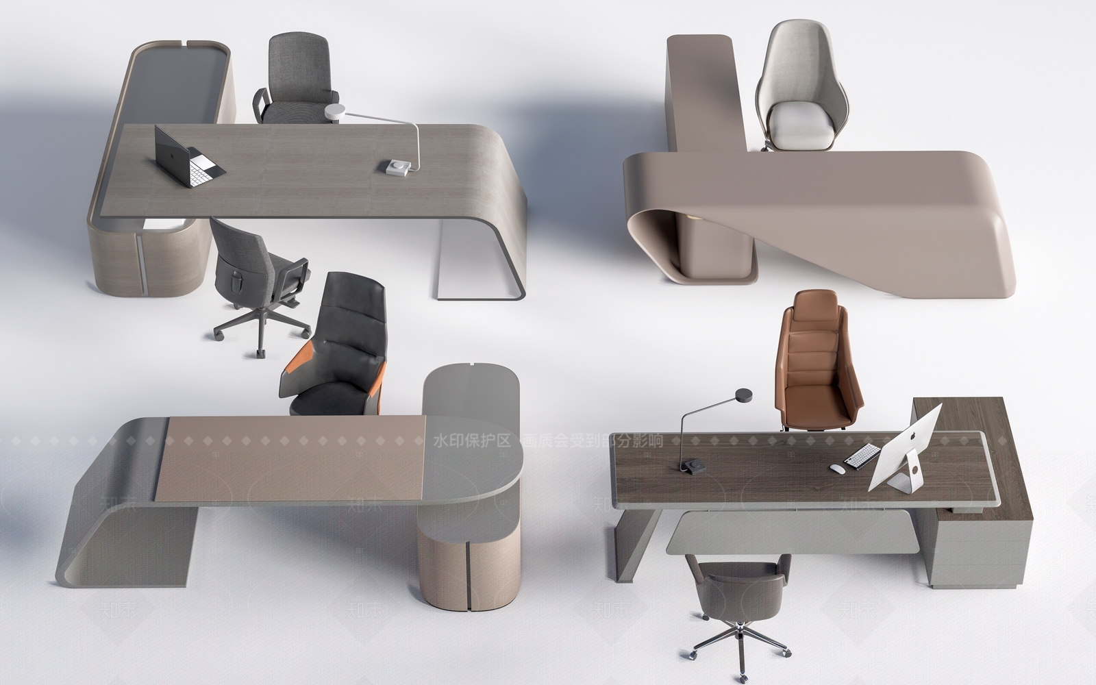 现代办公桌椅3D模型下载【ID:1207637183】