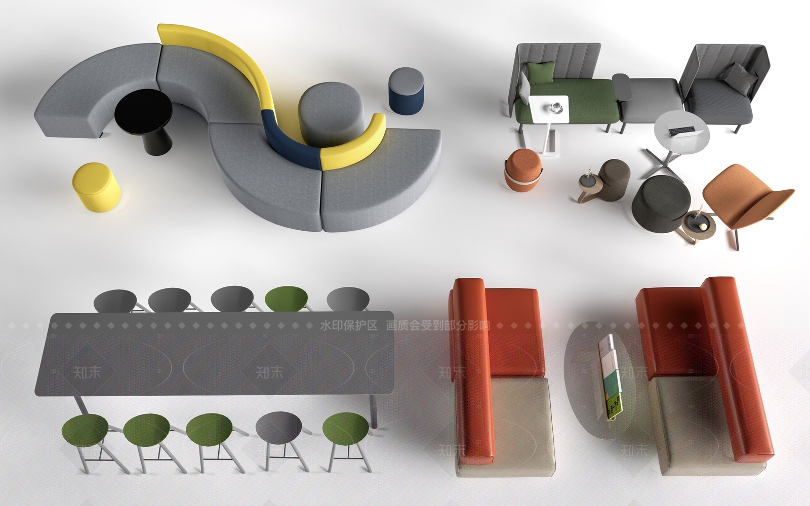 现代休闲桌椅3D模型下载【ID:1207637540】