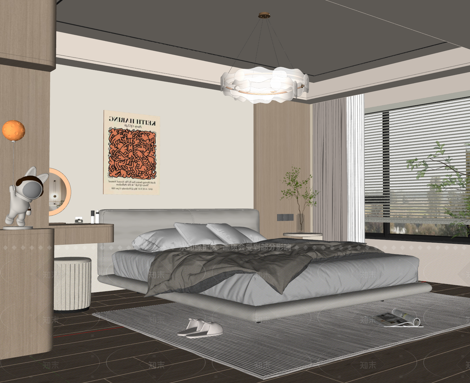 现代奶油家居卧室SU模型下载【ID:1207639258】