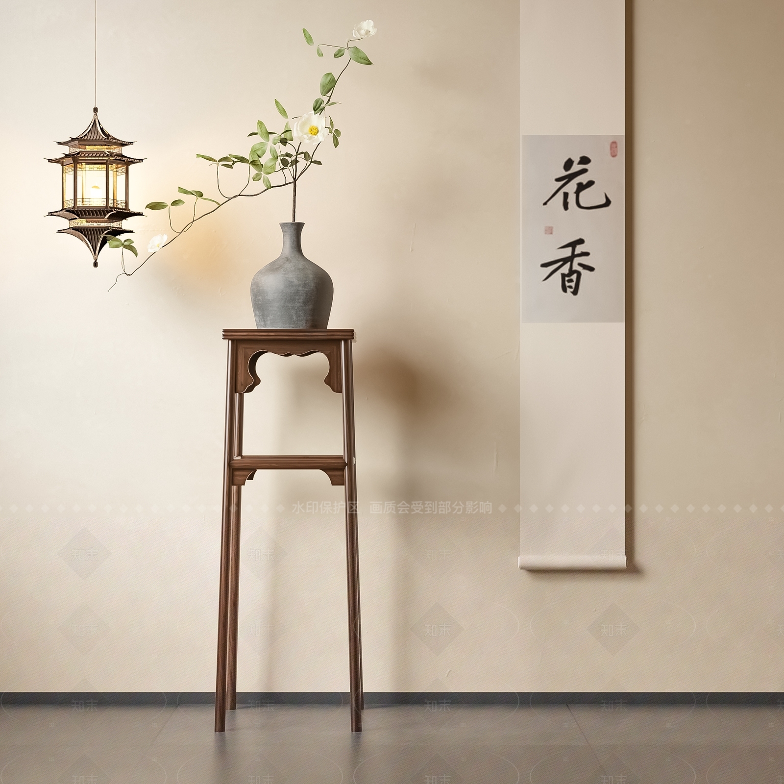 新中式花架3D模型下载【ID:1207639932】