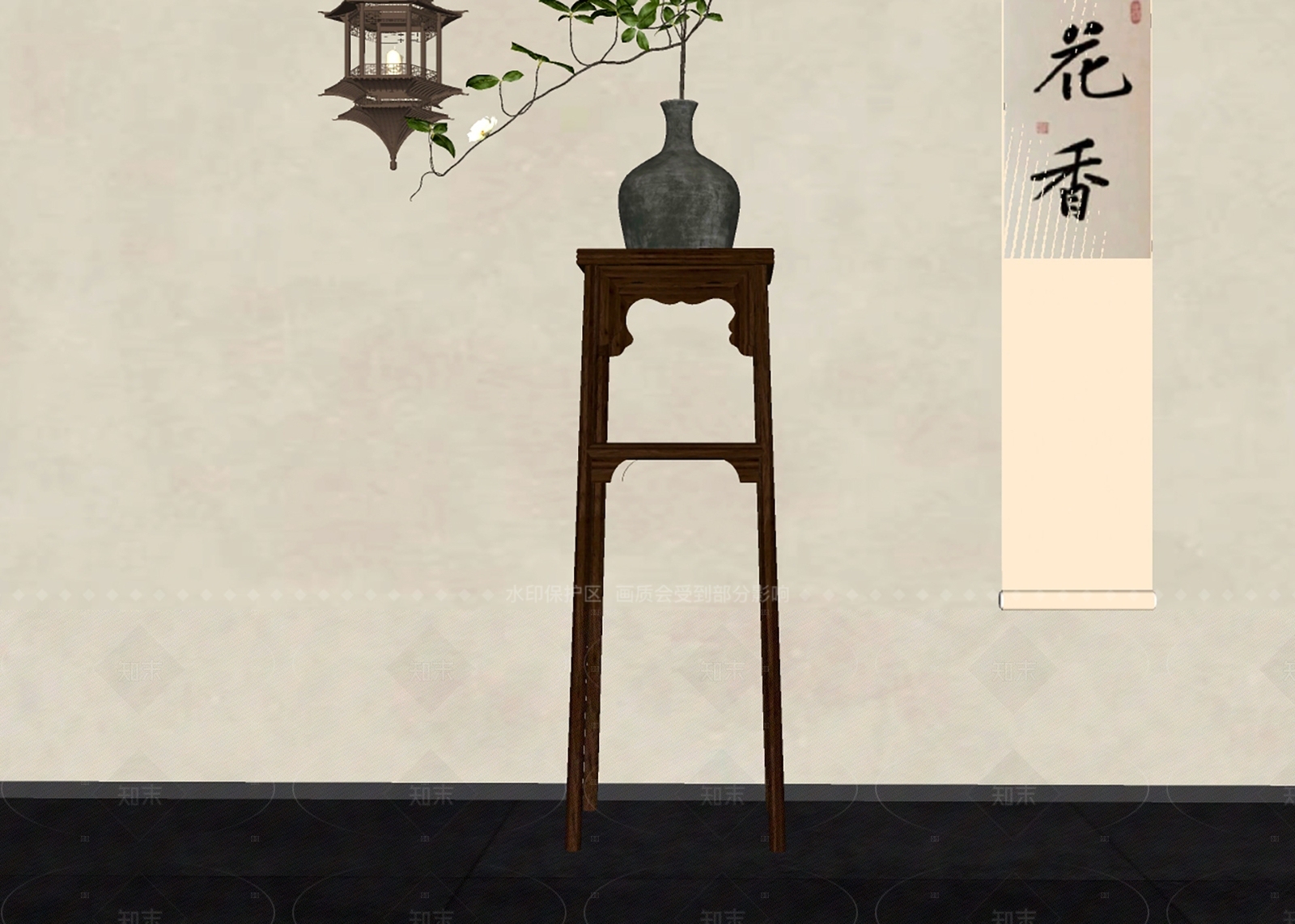 新中式花几SU模型下载【ID:1207639996】
