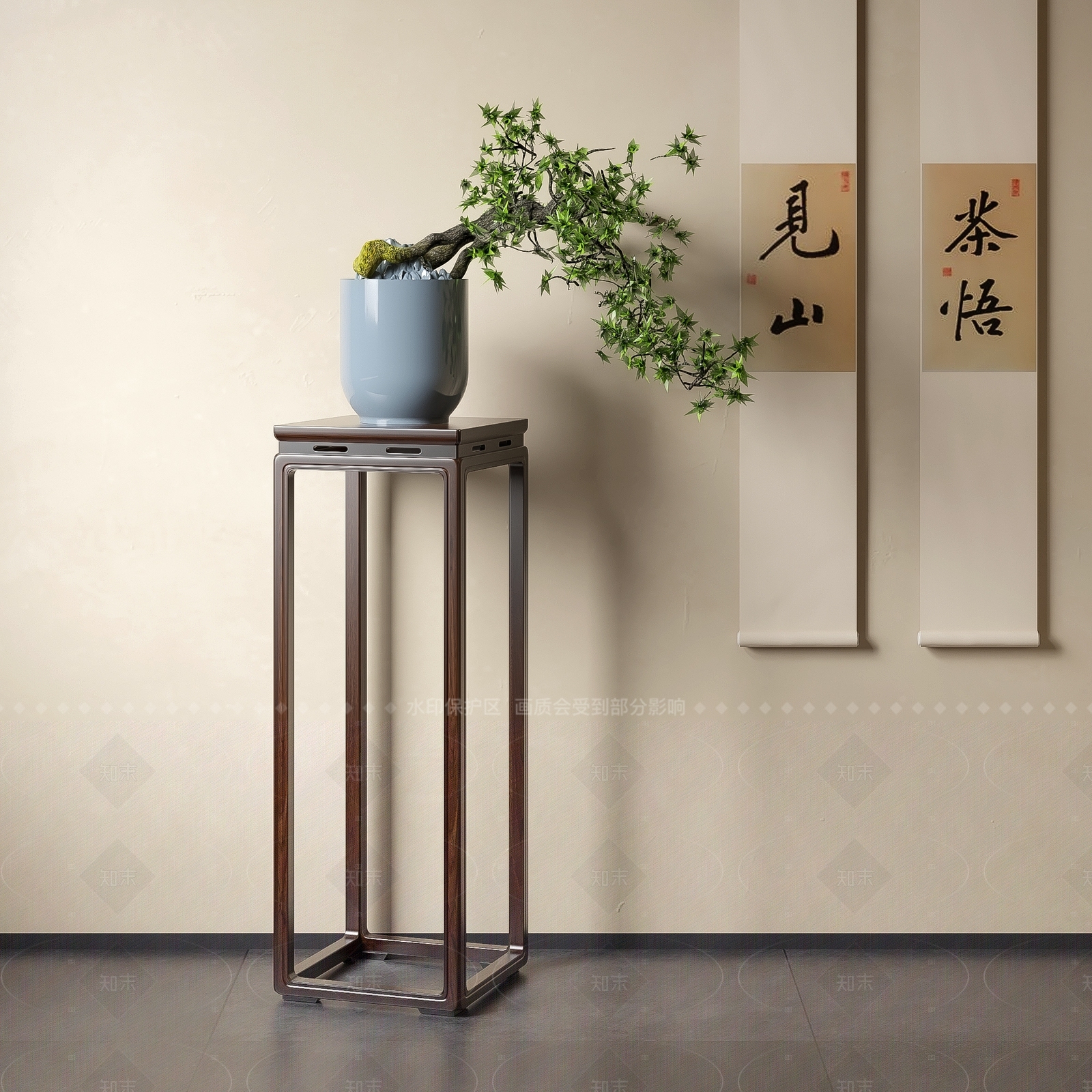 新中式花架3D模型下载【ID:1207639989】