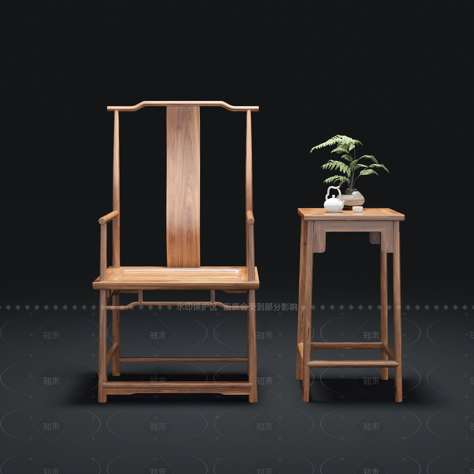 新中式休闲椅SU模型下载【ID:1207640201】