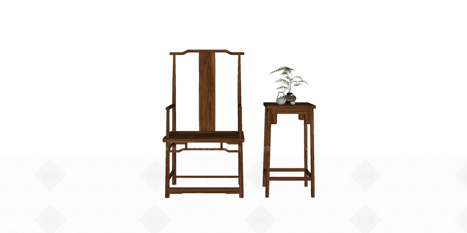 新中式休闲椅SU模型下载【ID:1207640201】