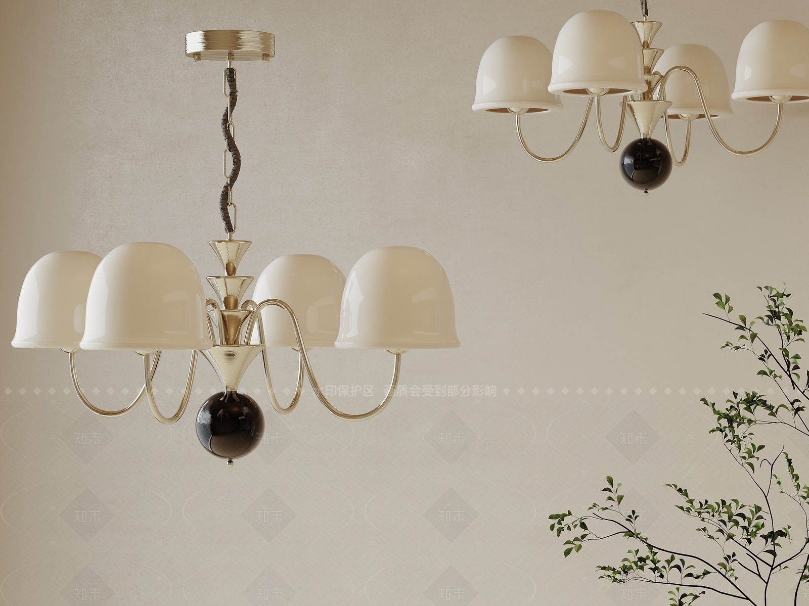 法式奶油客厅吊灯3D模型下载【ID:1207640827】