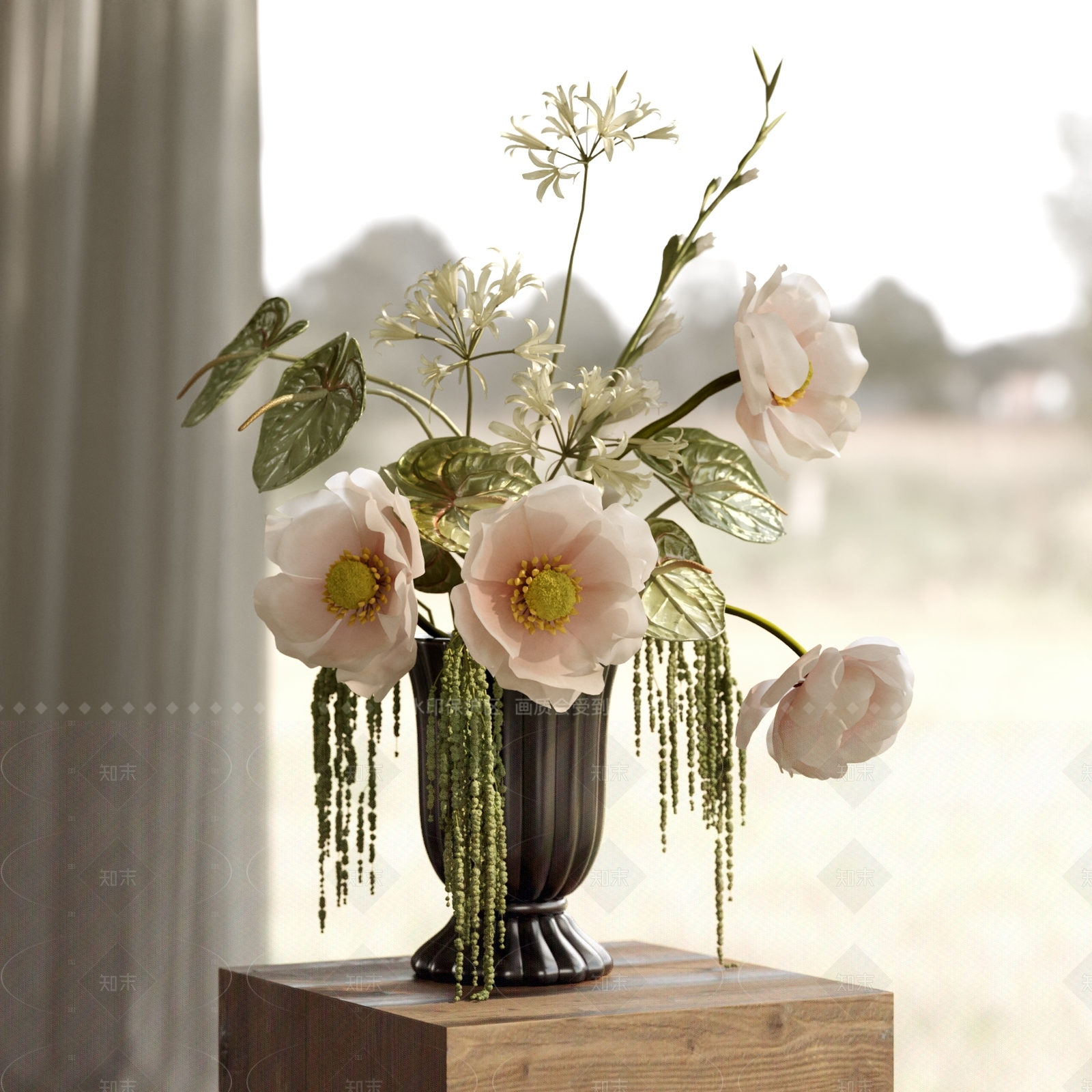 新中式法式花艺3D模型下载【ID:1207640985】