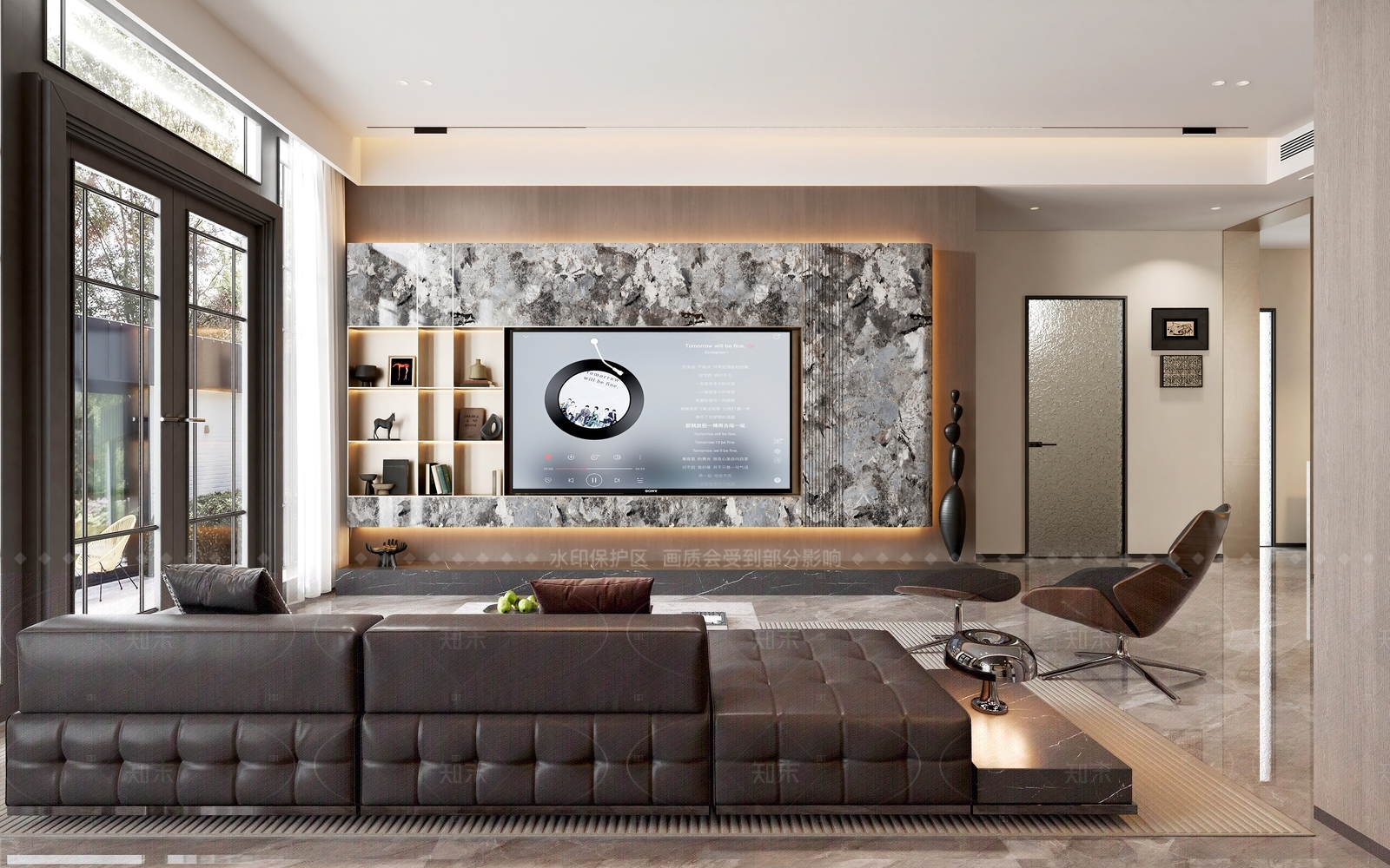 现代别墅客厅3D模型下载【ID:1207644935】