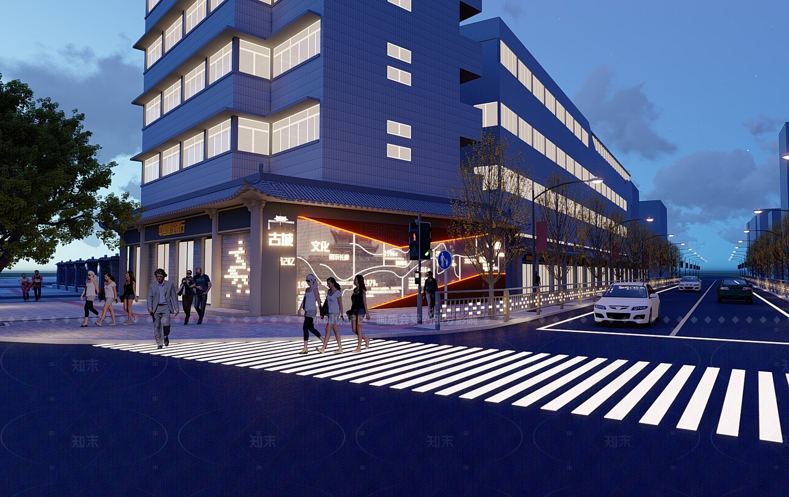 现代新中式商业街SU模型下载【ID:1207647376】