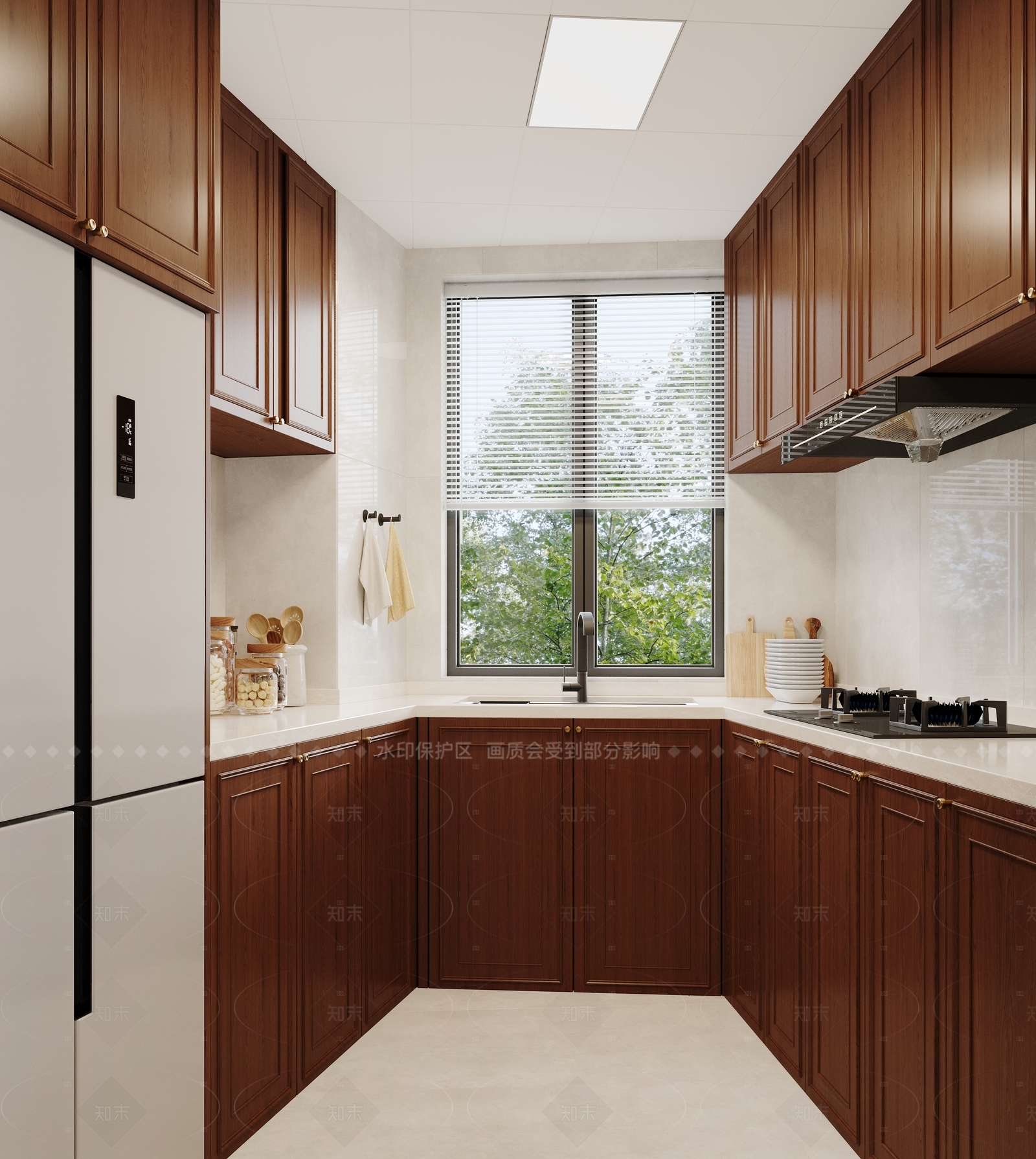 中式新中式封闭式厨房3D模型下载【ID:1207649564】