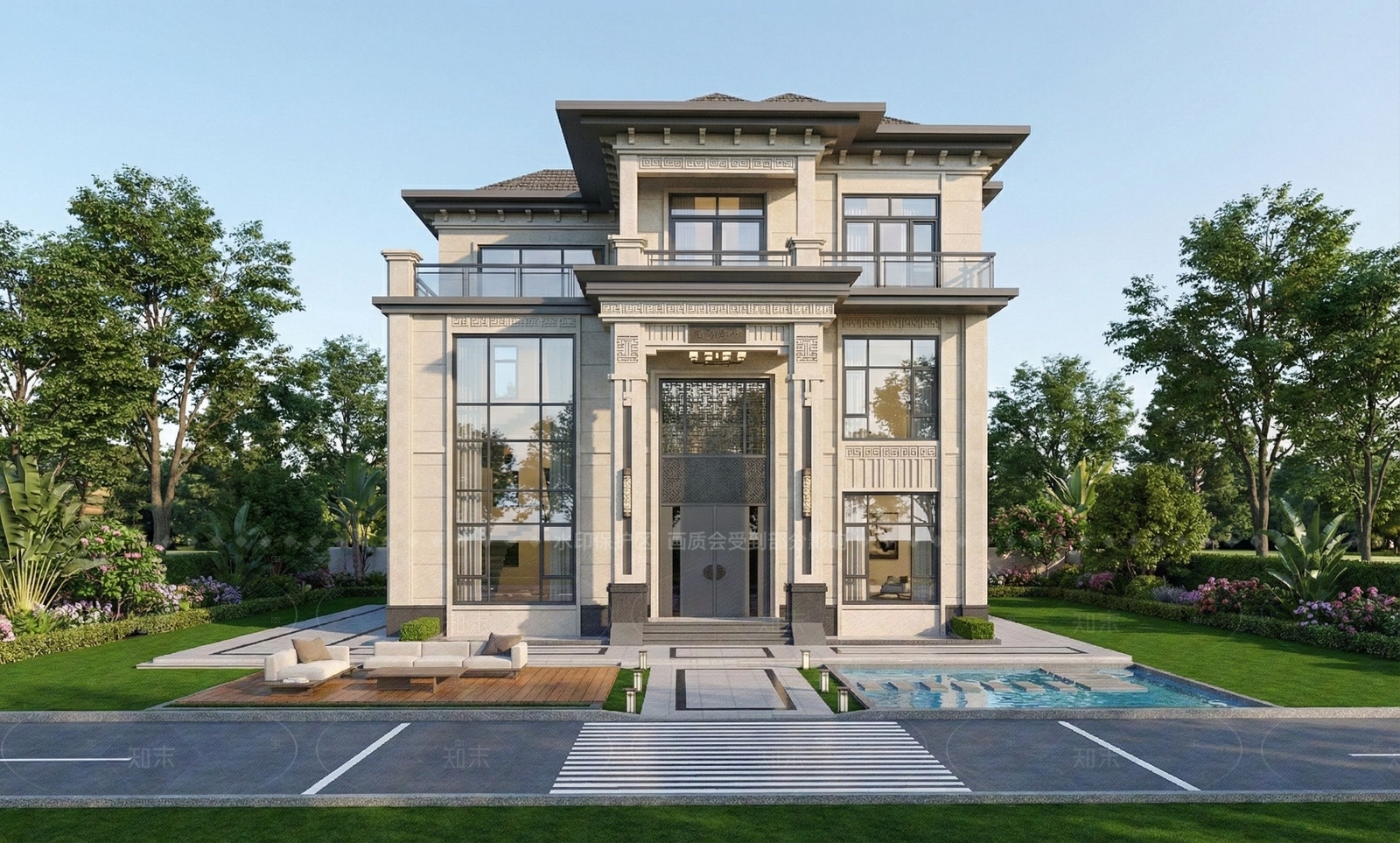 欧式现代乡村民房SU模型下载【ID:1207649257】