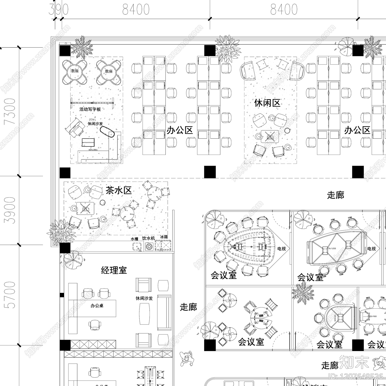 现代整体办公空间cad施工图下载【ID:1207649526】