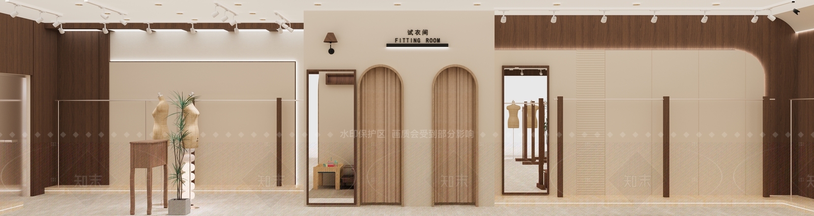 简约原木服装店3D模型下载【ID:1207650001】
